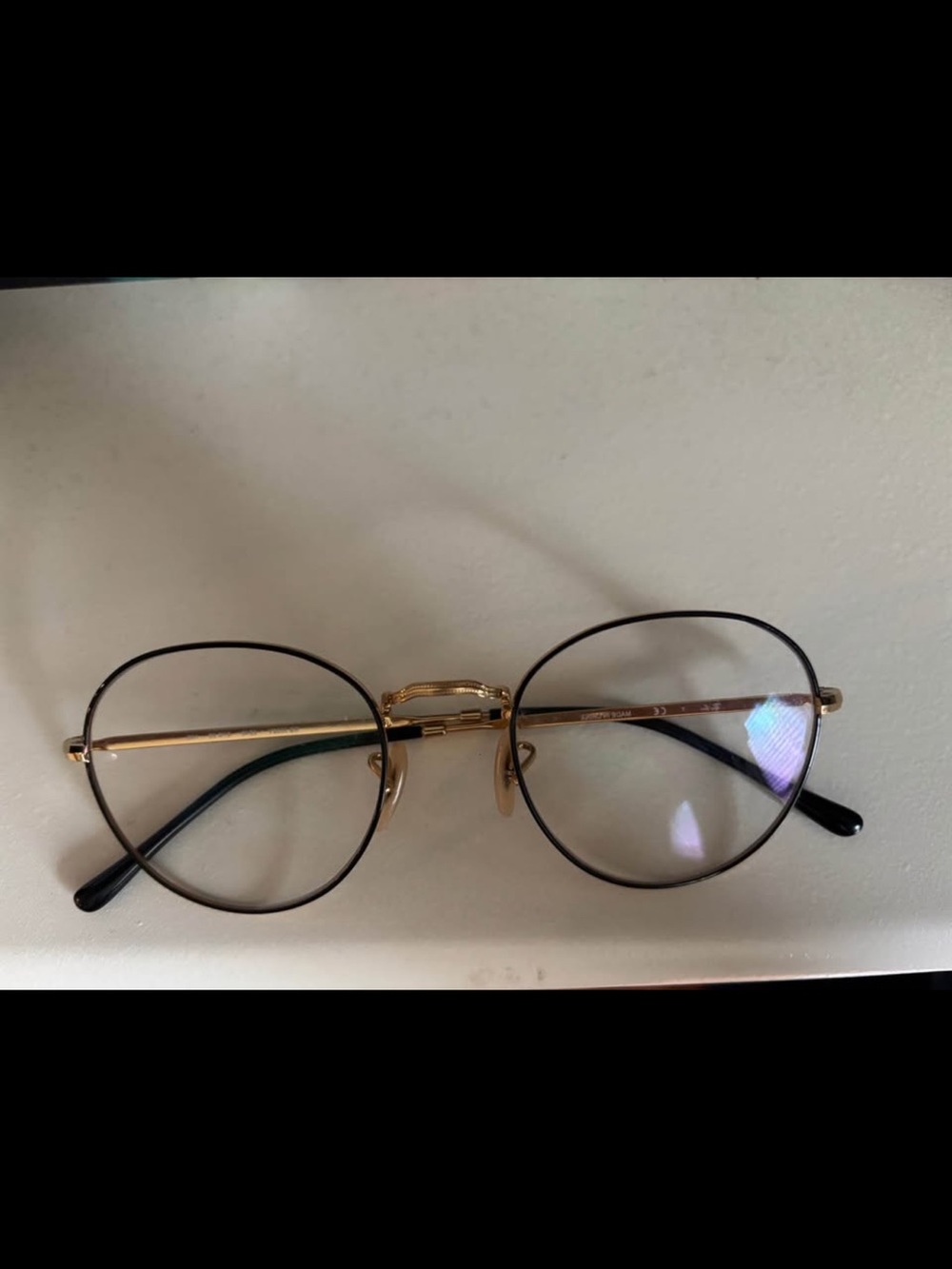 Ray-Ban Gold Round Prescription Women's Glasses with Black Temples